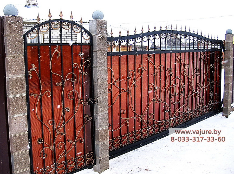 откатные ворота с поликарбонатом